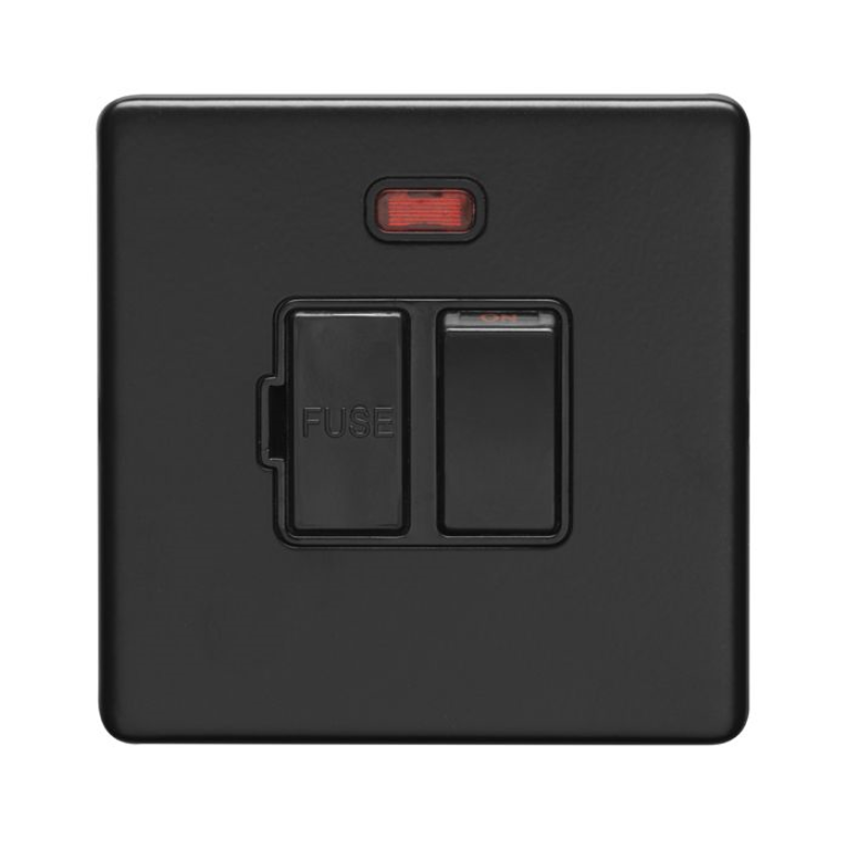 Eurolite Concealed 3mm Matt Black 13A Switched Fused Spur with 