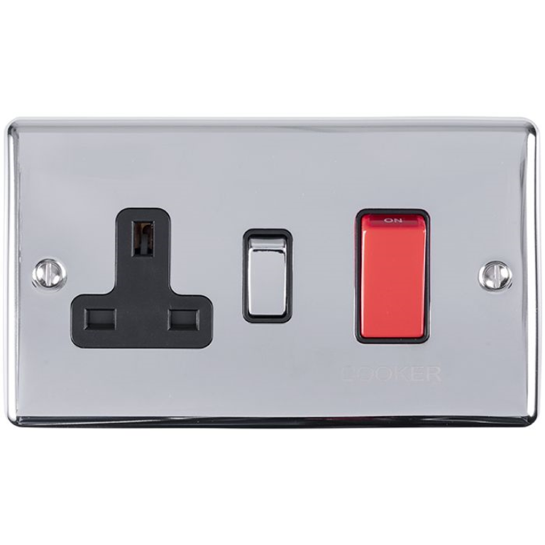 Eurolite Enhance Polished Chrome 45A DP Cooker Switch and 13A Switched ...