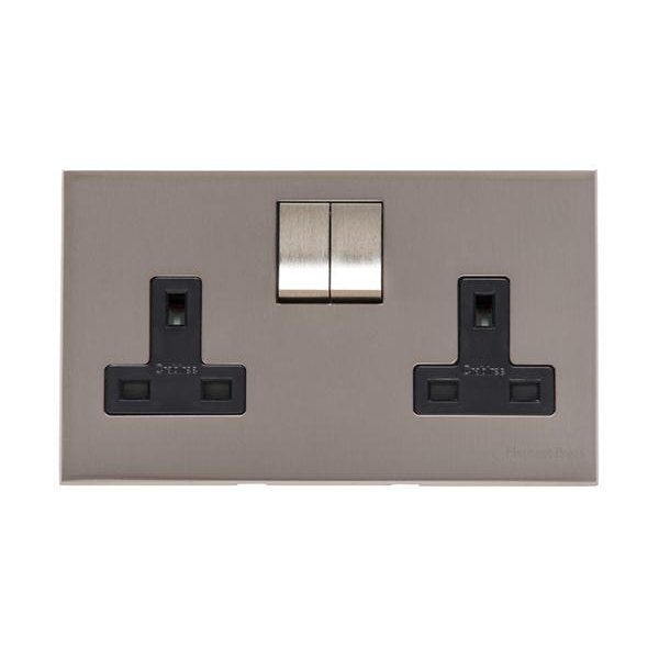 Heritage Brass Winchester Satin Nickel 13A Double Socket with Satin ...