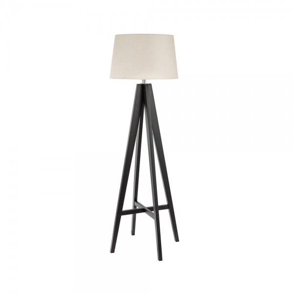 Searchlight 3540BR Dark Wood Floor Lamp With Cream Shade