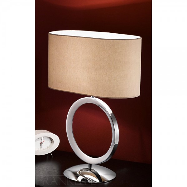 Franklite Tl871 Chrome Table Lamp With Beige Oval Shade