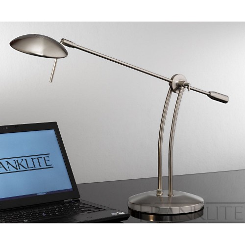 Franklite TL857 Adjustable Satin Chrome Desk Lamp With Dimmer